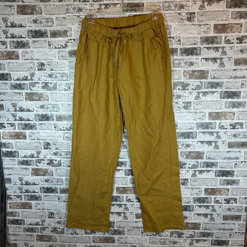 Parachute Linen Pants Womens Small Mustard Excellent Relaxed Straight Leg